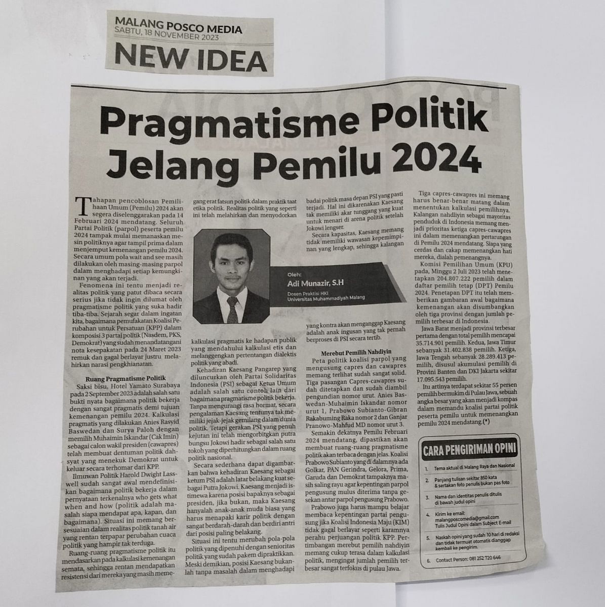Pragmatisme Politik Jelang Pemilu Malang Posco Media Umm Dalam